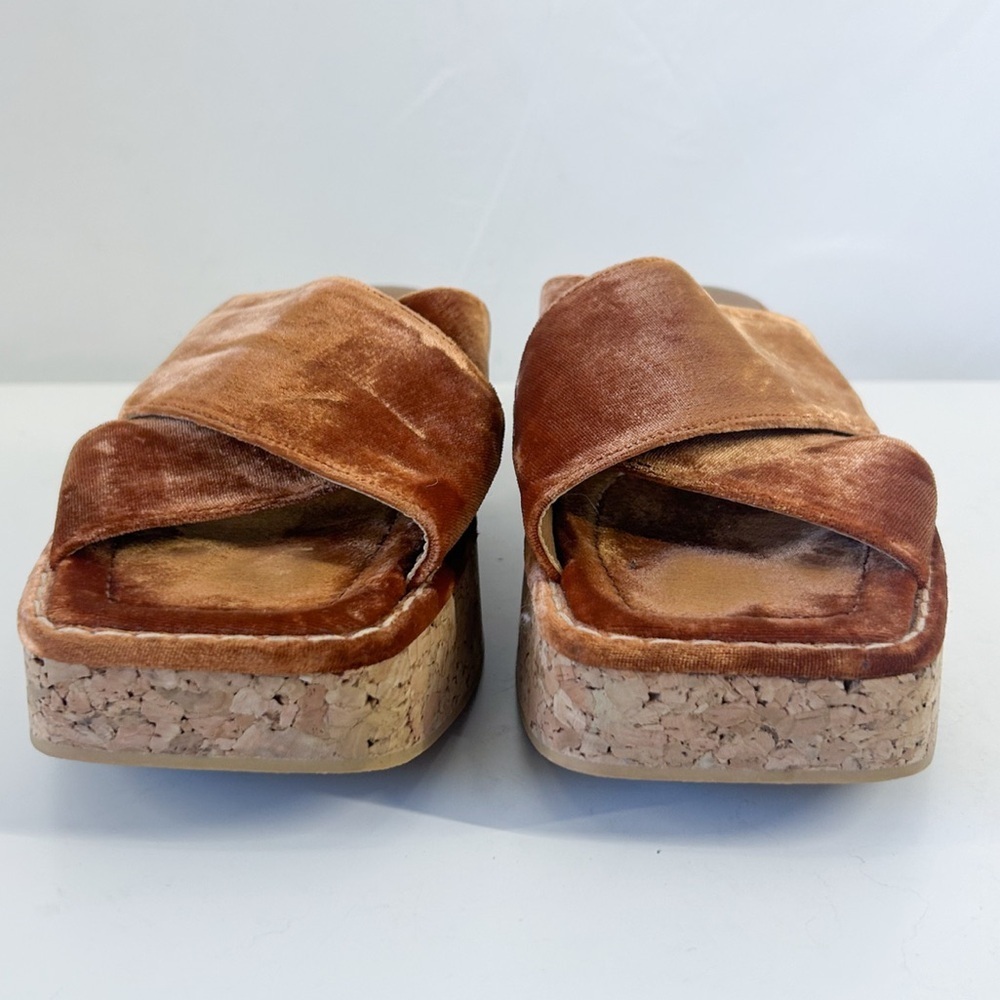 Paloma Barcelo Copper Velvet Cork Platform Sandals - Picture 3 of 7